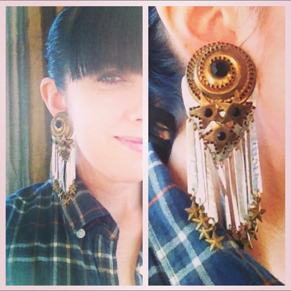 Vintage 80s oversized earrings stars maximalist